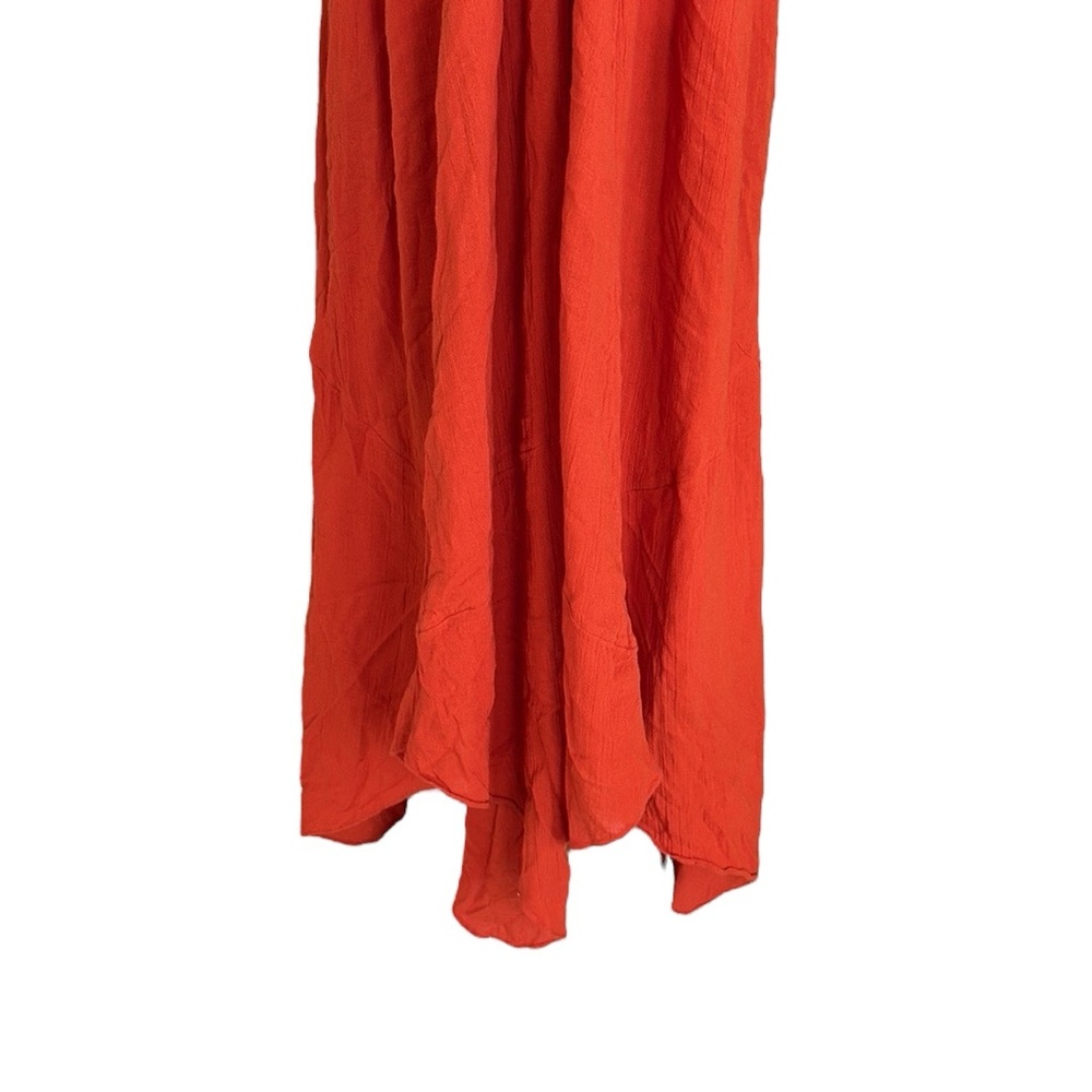 Free People Elaina Orange Crochet Gauze Asymmetrical Maxi Dress in Tangerine - L - Picture 8 of 16
